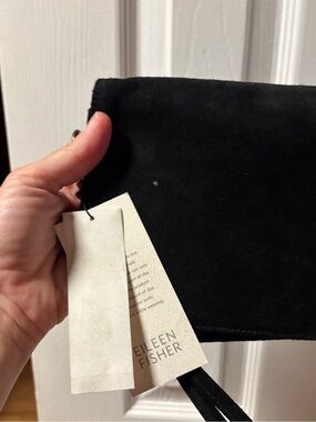Eileen Fisher Black Suede Wristlet/Clutch  NWT